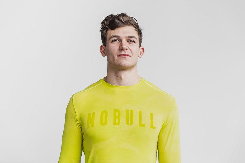 Lemon Nobull Tee (NEON Camo) Men\'s Long Sleeve | CA R1580V